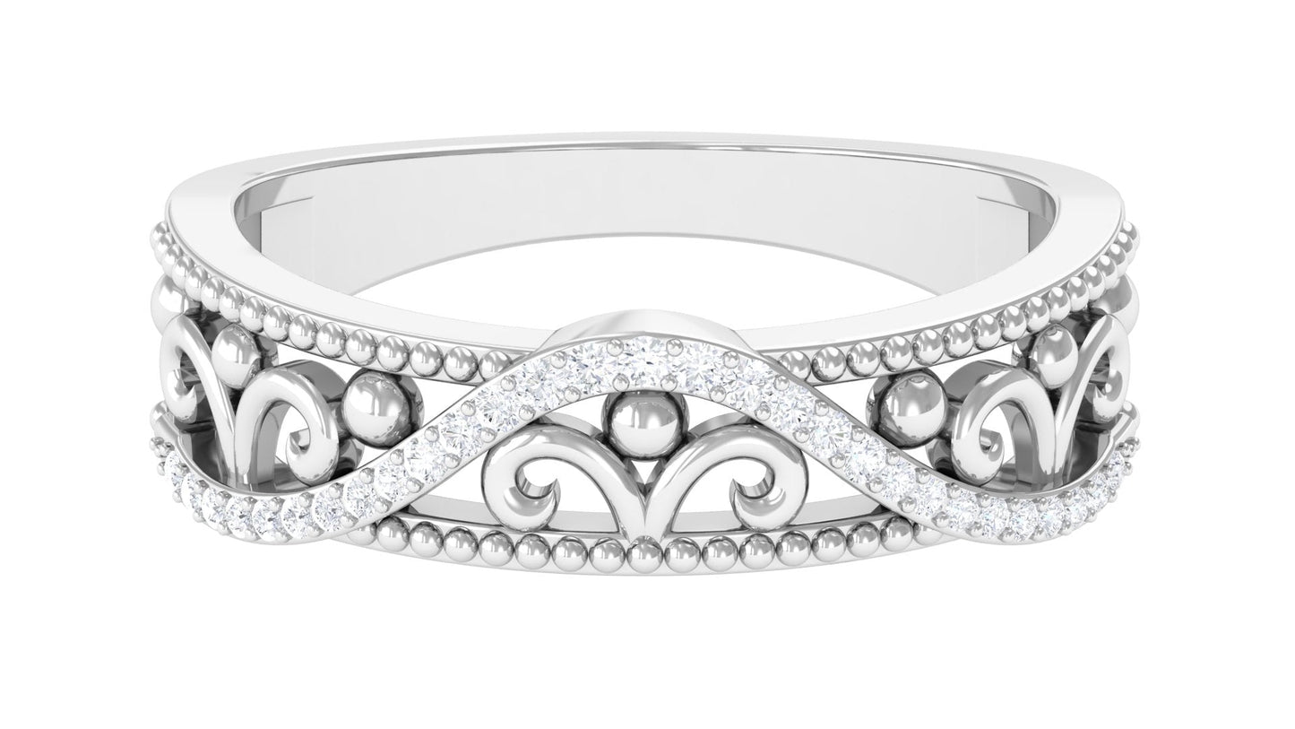 Vintage Inspired Real Diamond Wedding Band