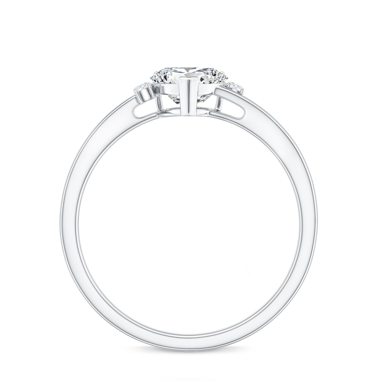 Solitaire Moissanite Heart Engagement Ring in Prong Setting