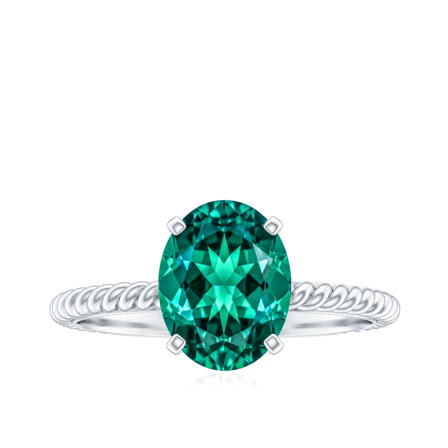 Certified 3 Carat Oval Lab Grown Emerald Ring for Engagement