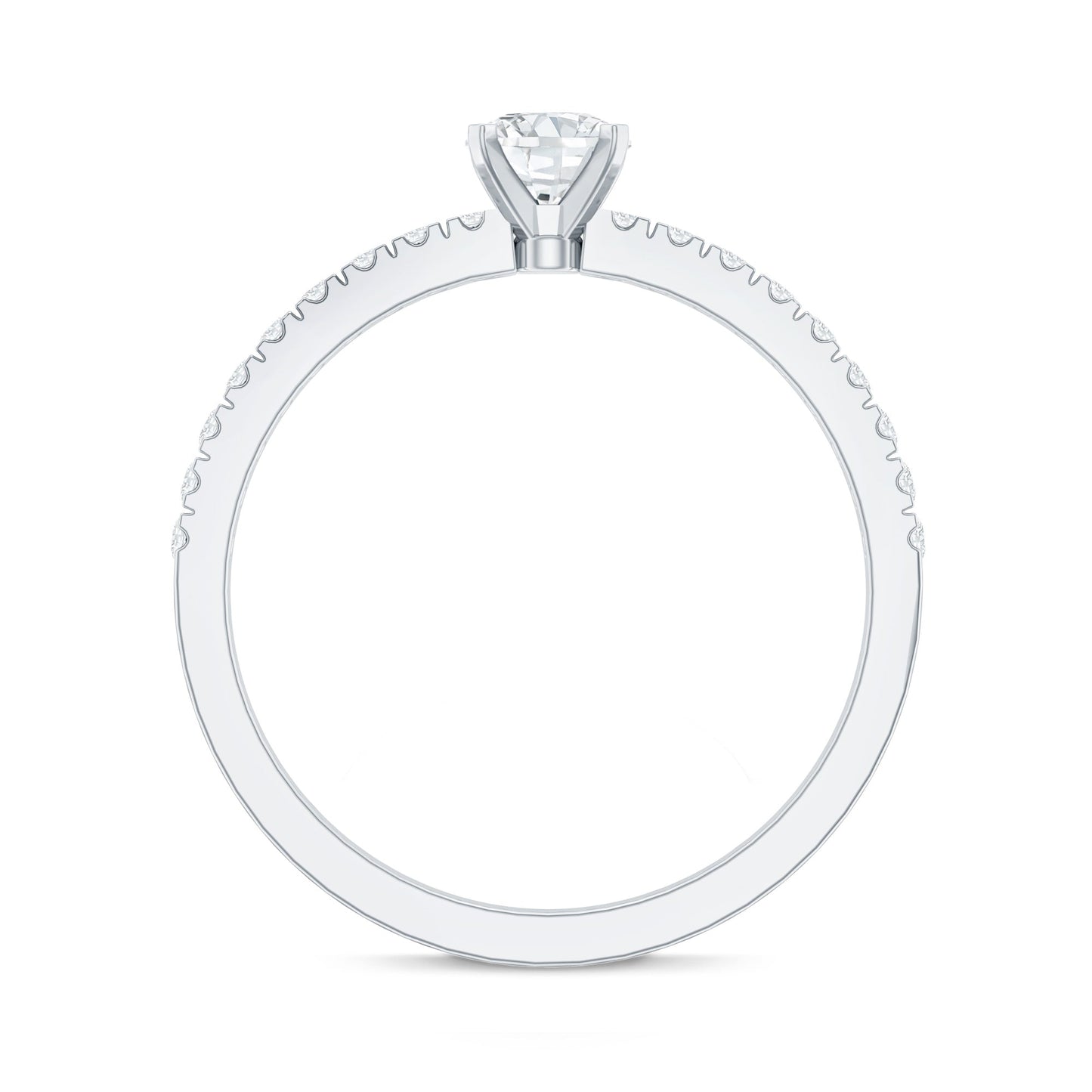 0.4 Carat Lab Grown Diamond Simple Engagement Ring with Side Stones