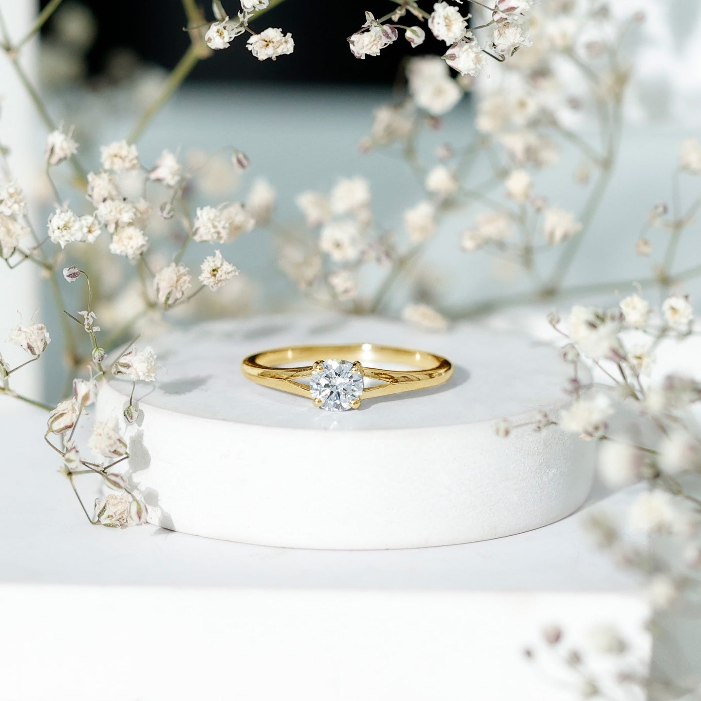 Lab Grown Diamond 5 MM Solitaire Promise Ring With Split Shank