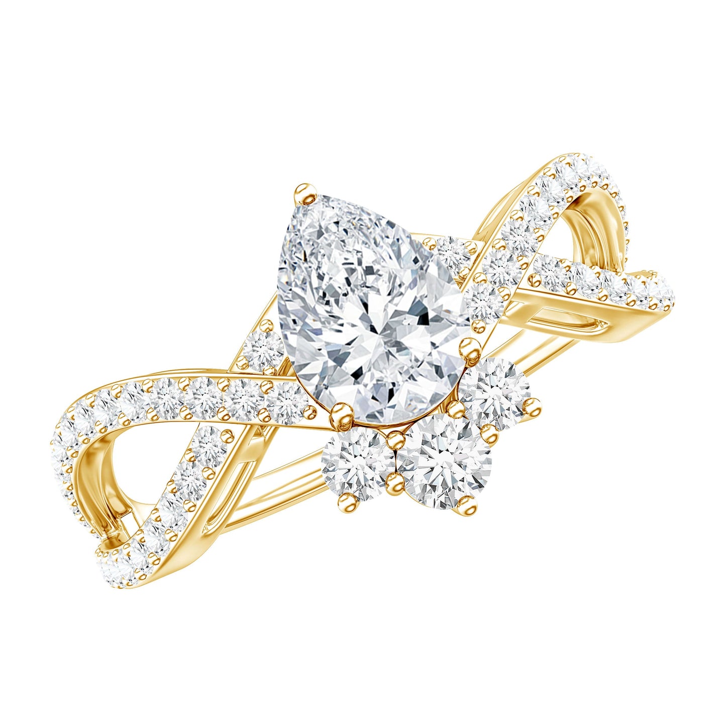 Lab Grown Diamond Teardrop Designer Engagement Ring