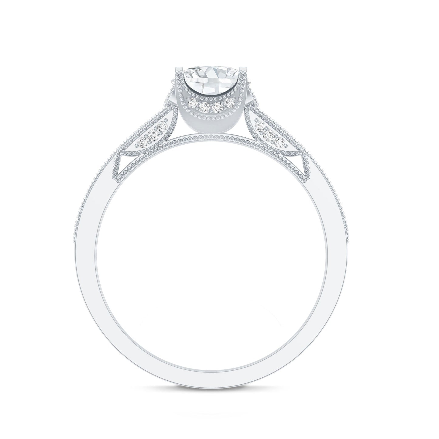 0.9 Carat Certified Lab Grown Diamond Round Engagement Ring With Side Stones