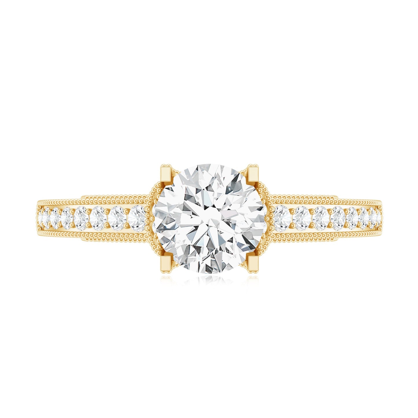 0.9 Carat Certified Lab Grown Diamond Round Engagement Ring With Side Stones
