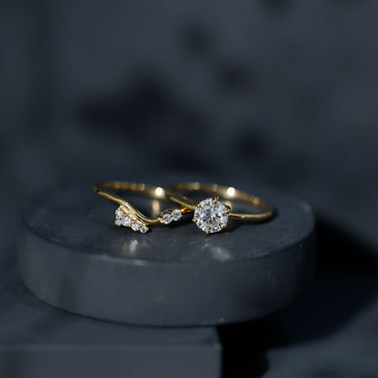 Certified 6 MM Lab Grown Diamond Designer Bridal Ring Set