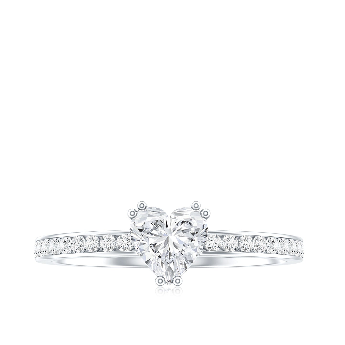 Lab Grown Diamond 0.5 Carat Heart Engagement Ring With Side Stones