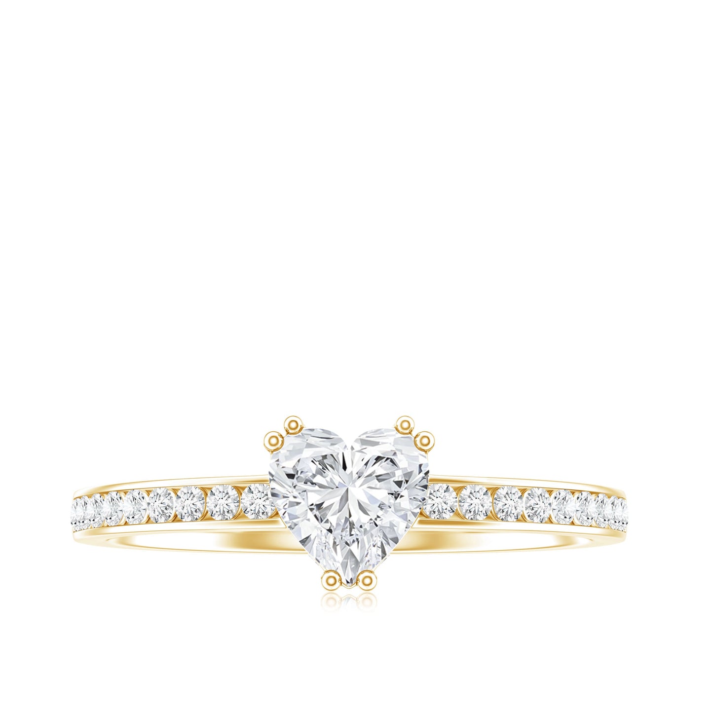 Lab Grown Diamond 0.5 Carat Heart Engagement Ring With Side Stones