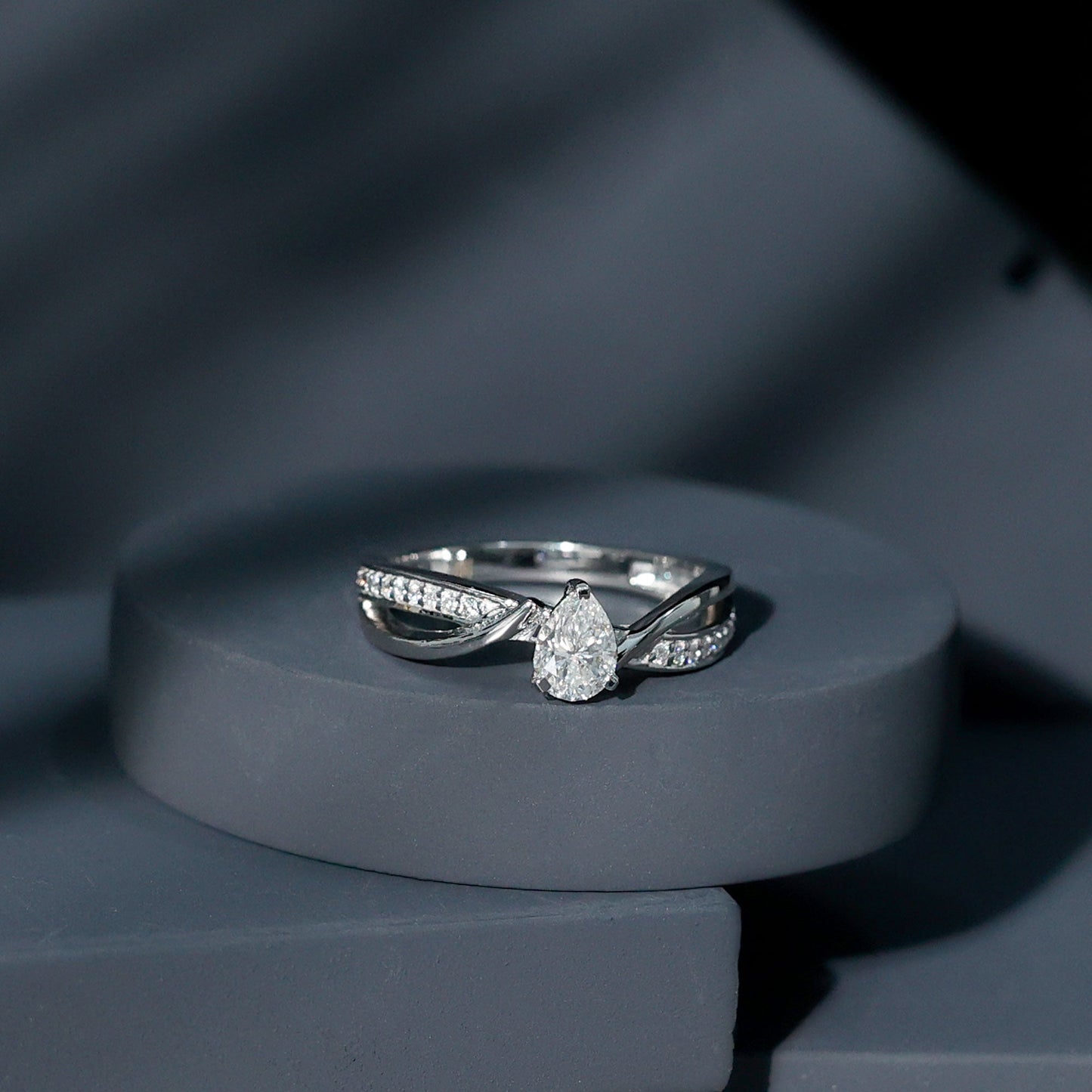 Certified 0.6 Carat Lab Grown Diamond Pear Shaped Engagement Ring