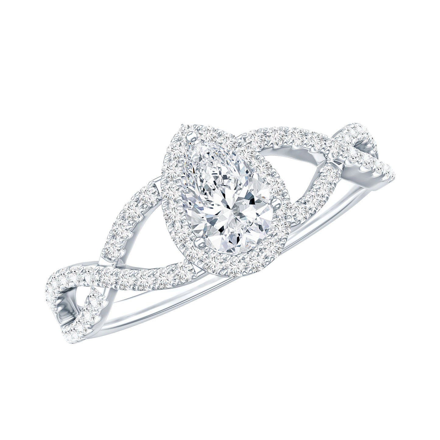 Lab Grown Diamond Teardrop Halo Engagement Ring For Women
