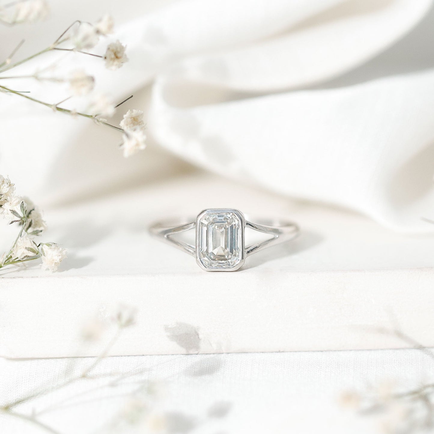 Certified 1.87 Carat Lab Grown Diamond Emerald Cut Engagement Ring
