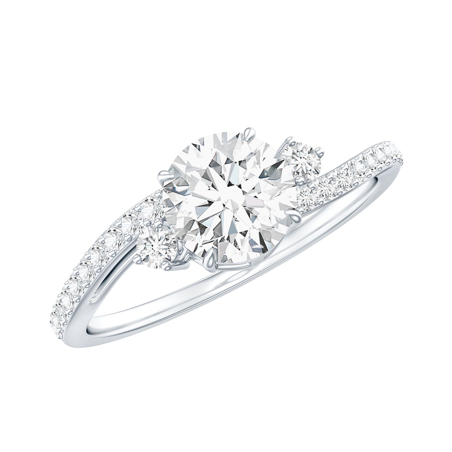 0.9 Carat Lab Grown Diamond Solitaire Engagement Ring With Side Stones