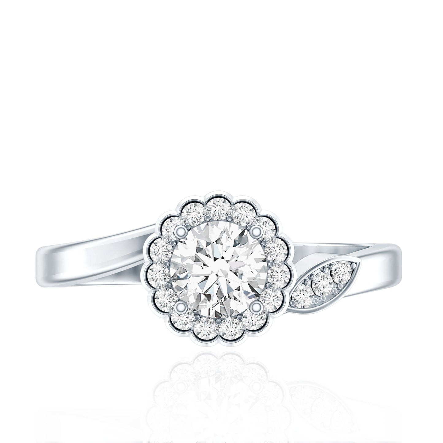 Certified 0.9 Carat Lab Grown Diamond Floral Engagement Ring