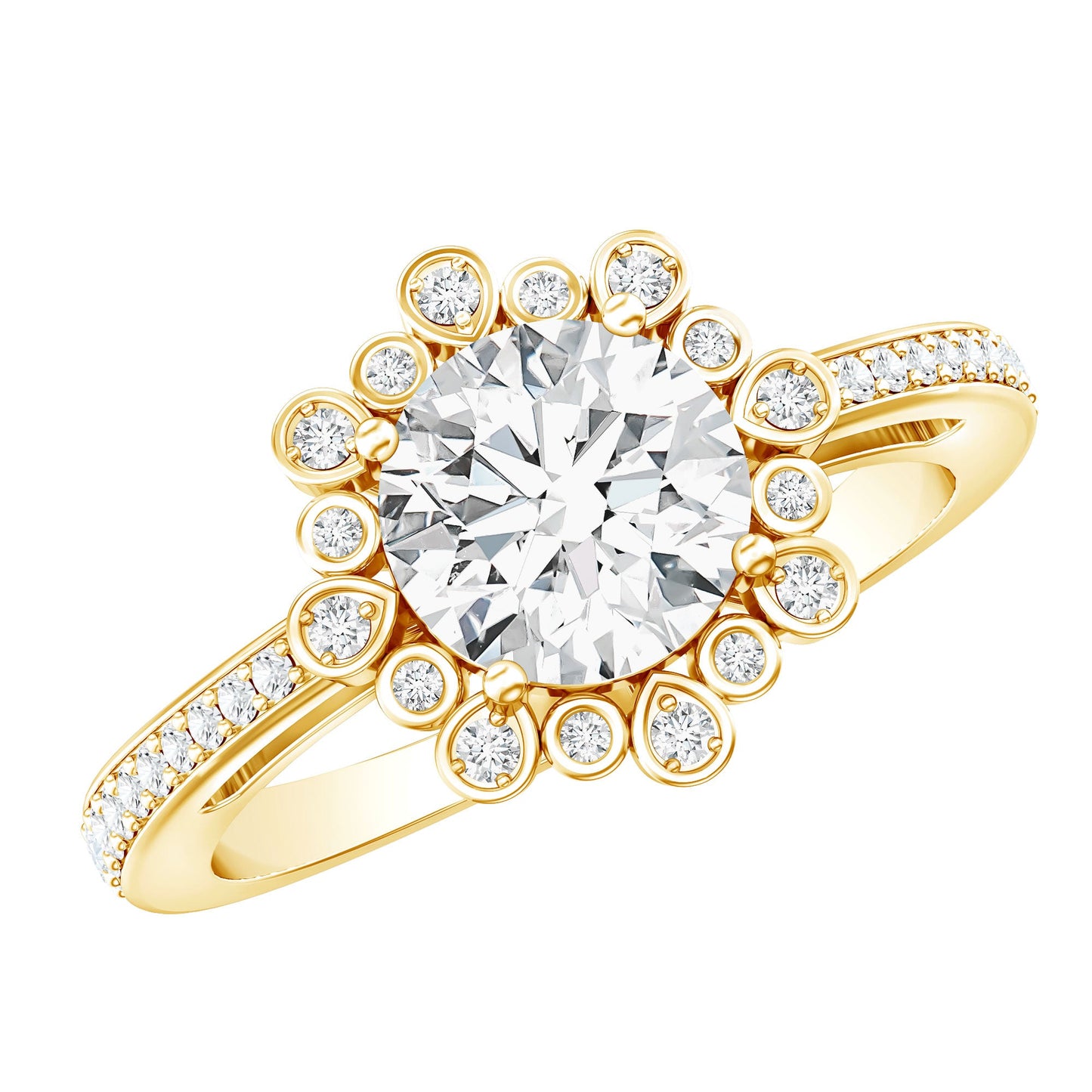 2 Carat Lab Grown Diamond Circle Engagement Ring With Side Stones