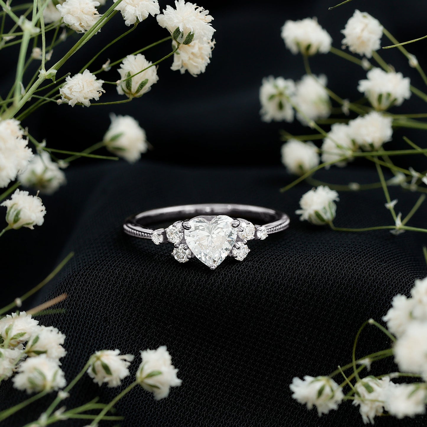 0.75 Carat Lab Grown Diamond Heart Shaped Engagement Ring