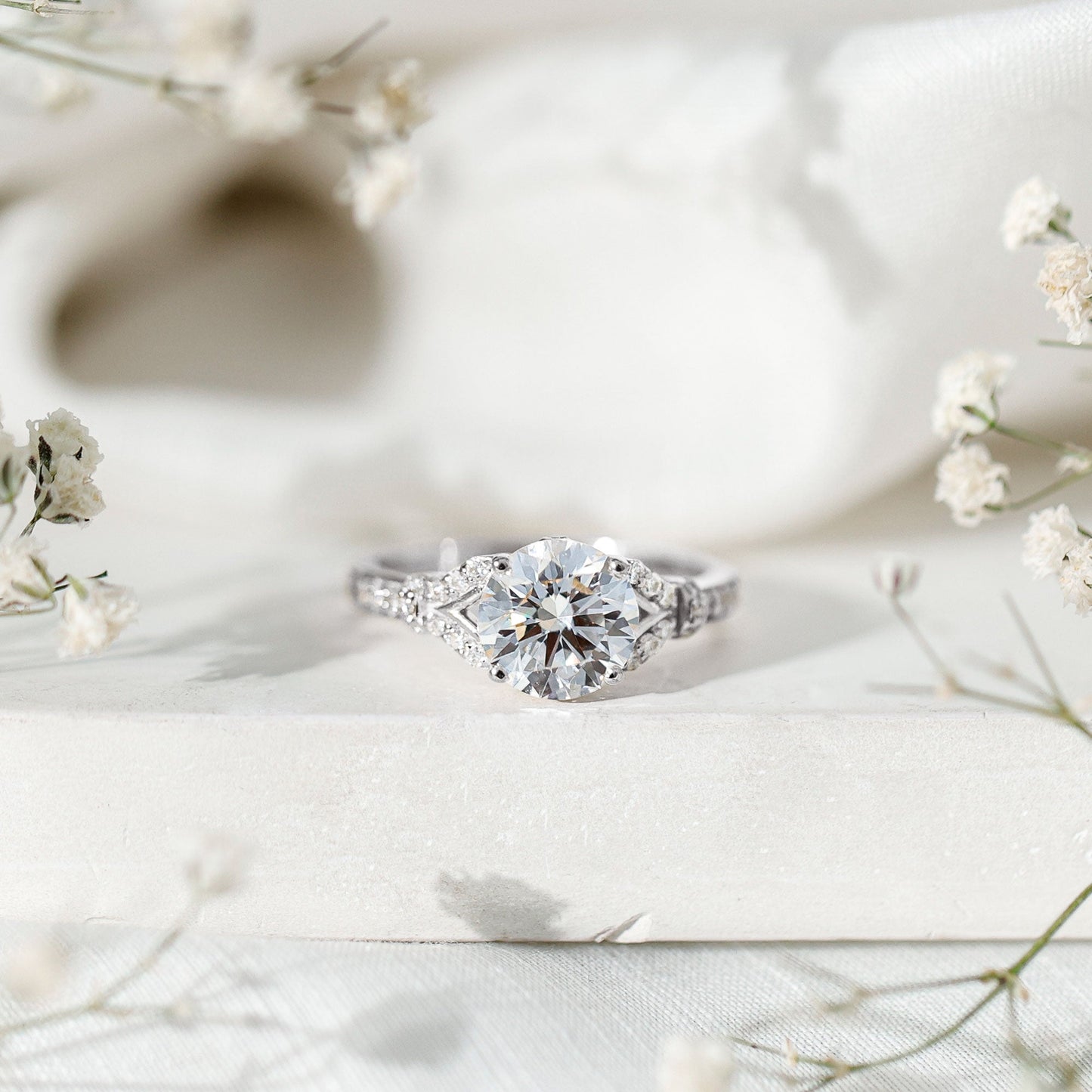 Certified 2Ct Lab Grown Diamond Split Shank Engagement Ring