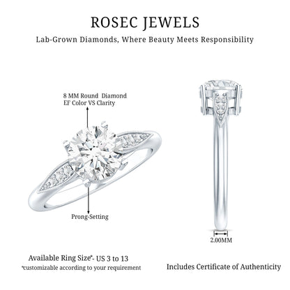 Certified 2 Carat Lab Grown Diamond Classic Engagement Ring