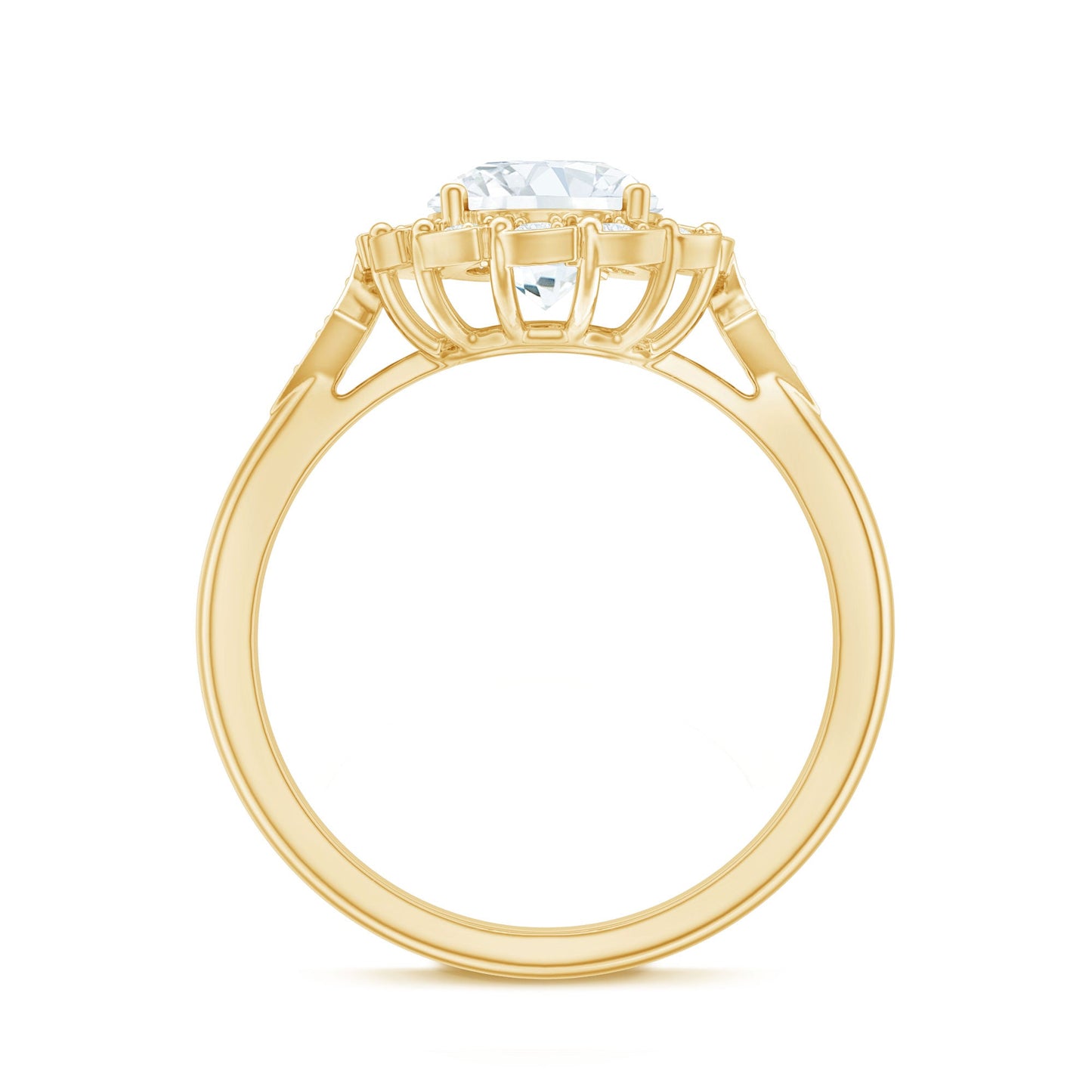 Certified 2 Carat Lab Grown Diamond Flower Halo Engagement Ring