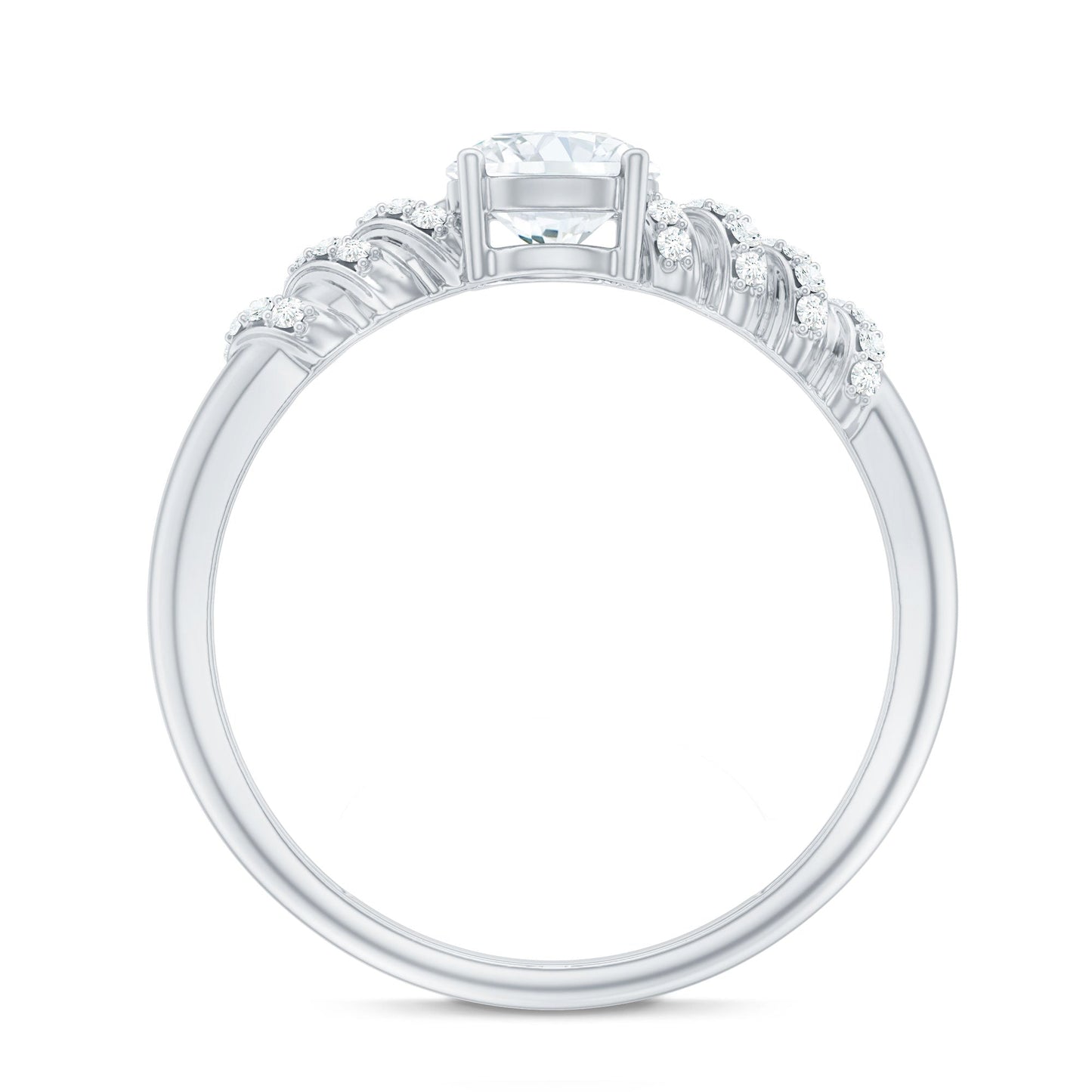 0.9 Carat Lab Grown Diamond Designer Engagement Ring With Side Stones