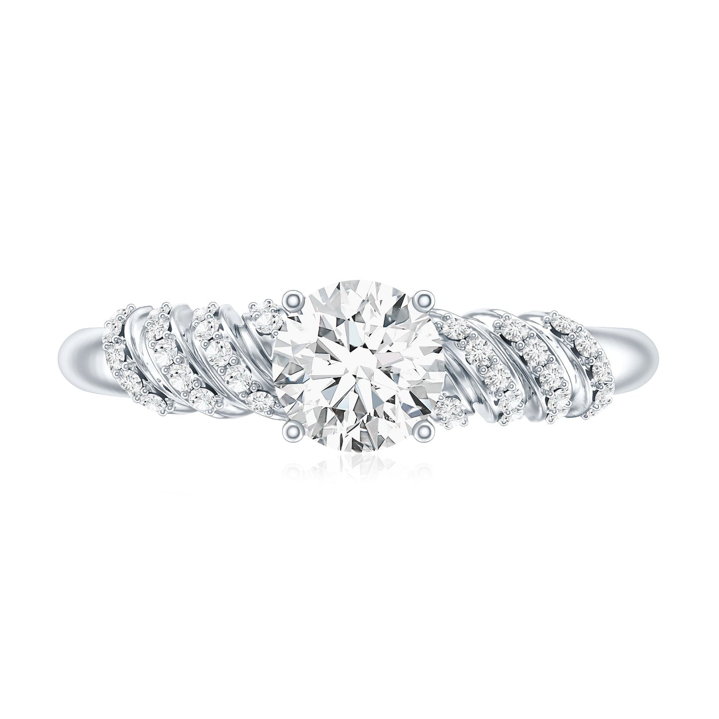 0.9 Carat Lab Grown Diamond Designer Engagement Ring With Side Stones