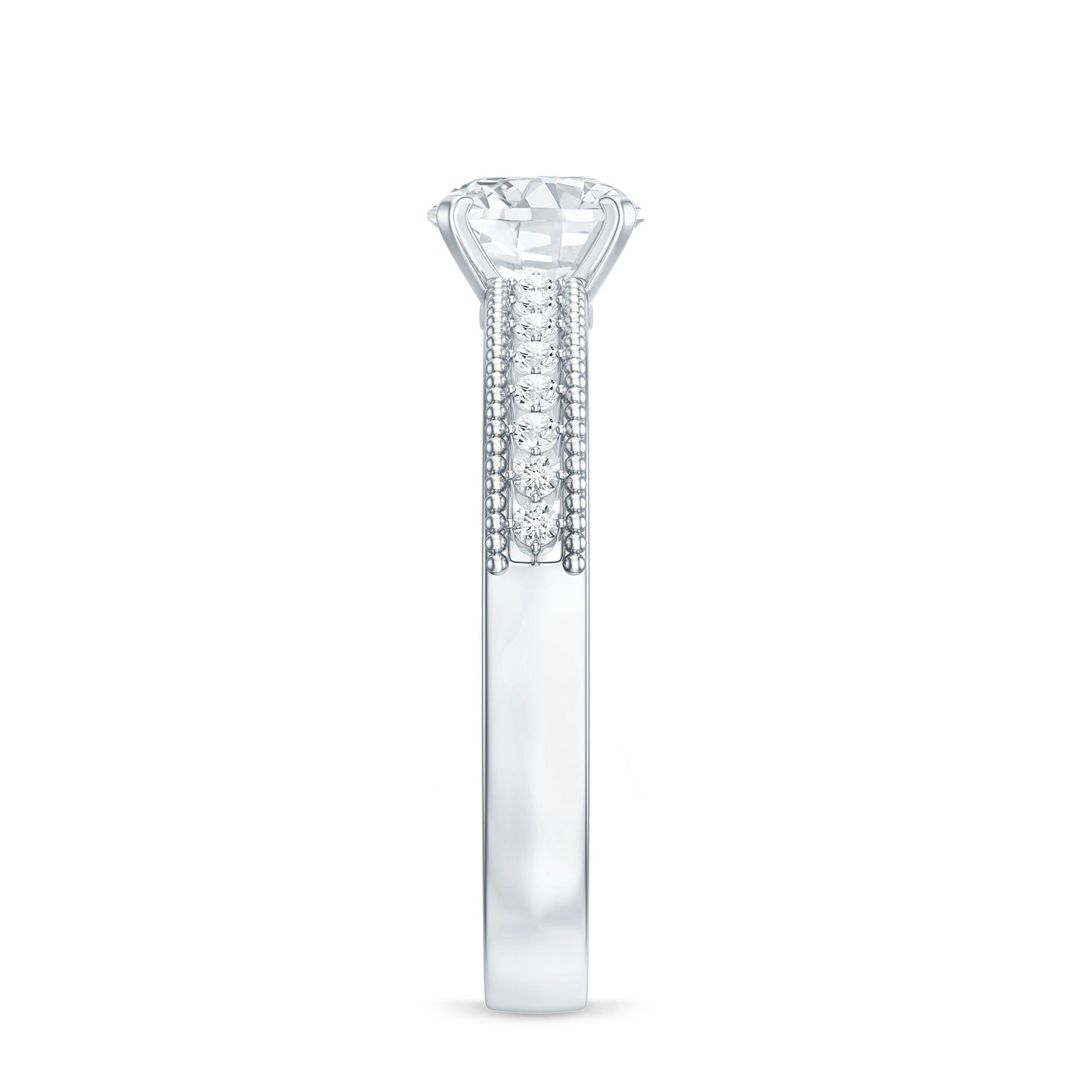 Certified Lab Grown 0.9 Carat Diamond Engagement Ring with Side Stones