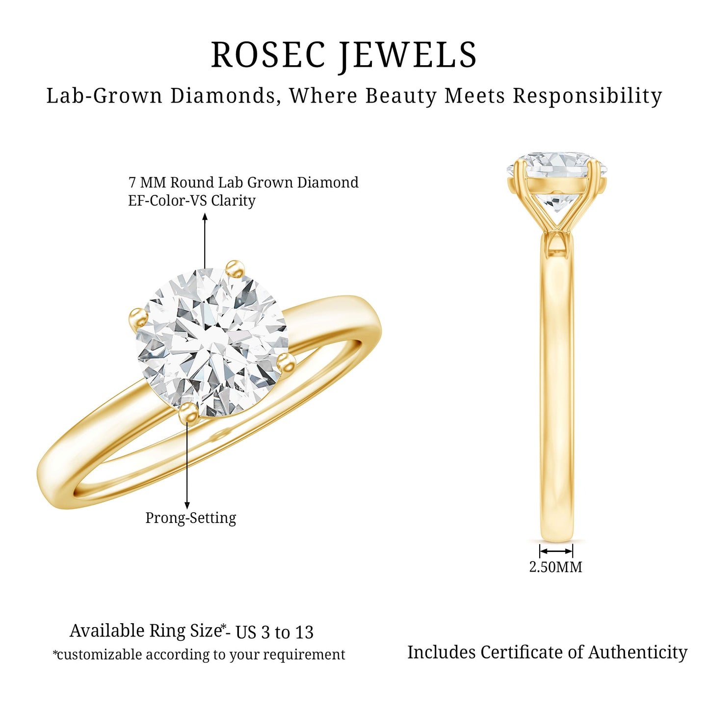 Lab Grown Diamond 1 Carat Engagement Ring For Women