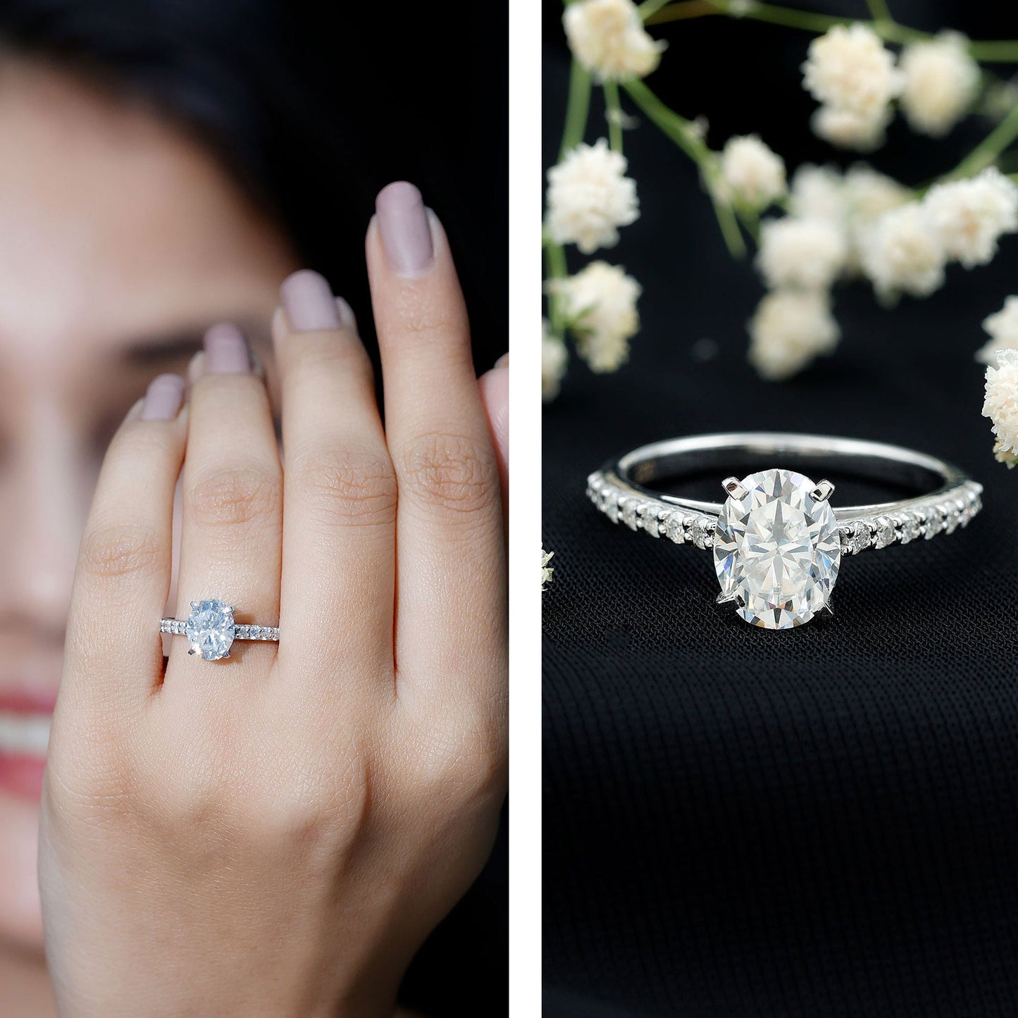 Certified Lab Grown Diamond 2 Carat Engagement Ring With Side Stones