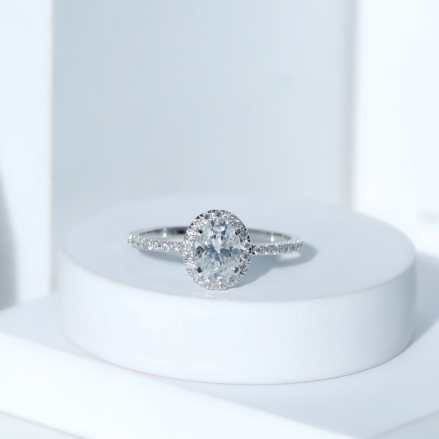 Certified 1.2 Carat Lab Grown Diamond Oval Engagement Ring With Side Stones