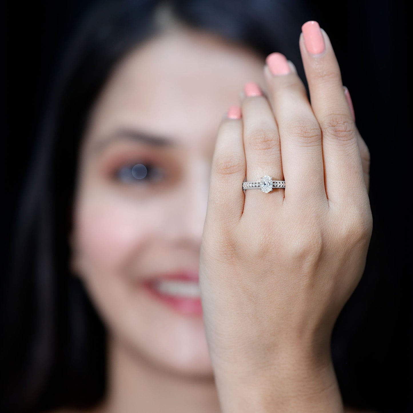 Certified 0.75 Carat Oval Lab Grown Diamond Vintage Inspired Engagement Ring