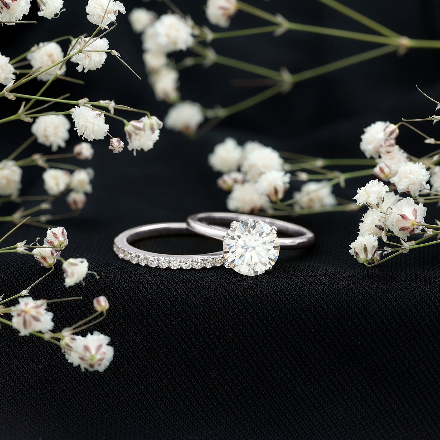 Certified 2 Carat Lab Grown Diamond Solitaire Wedding Ring Set