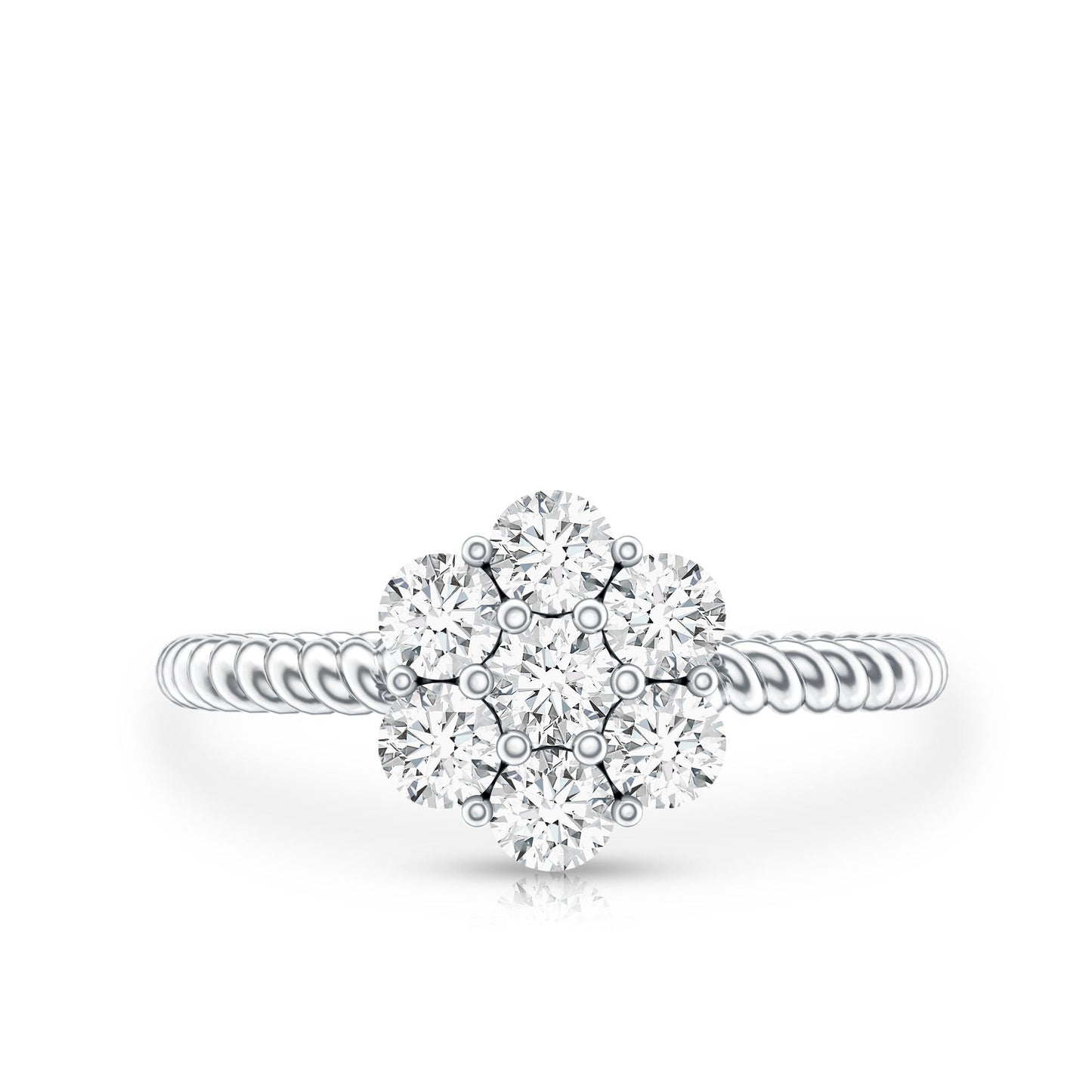 Lab Created Diamond Flower Engagement Ring for Her