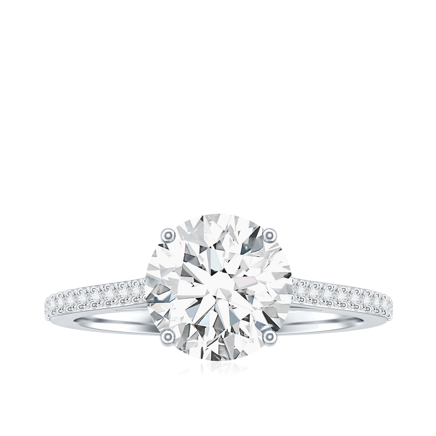 Solitaire Lab Grown Diamond Ring with Side Stones for Women