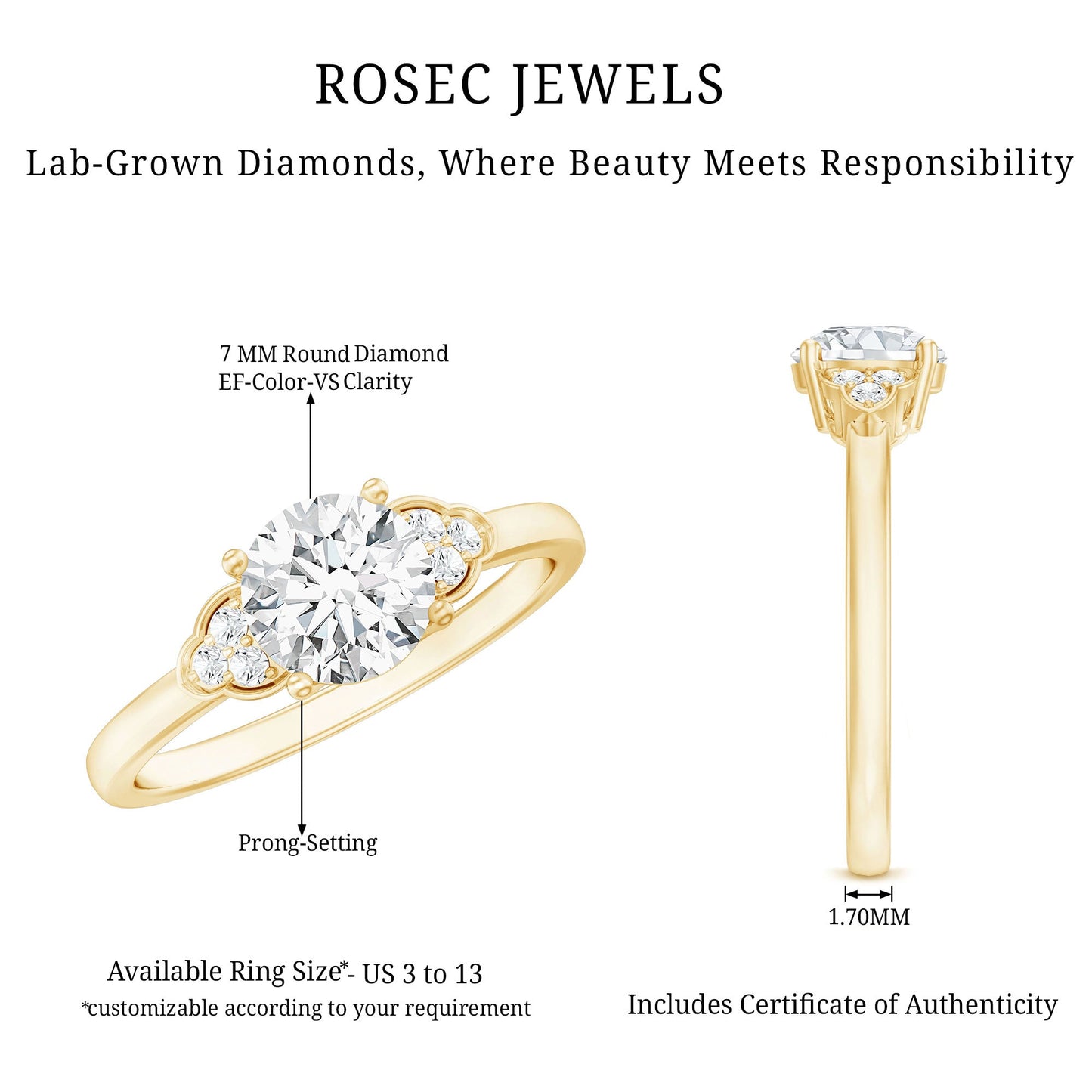 Classic Lab Diamond Circle Engagement Ring With Certificate