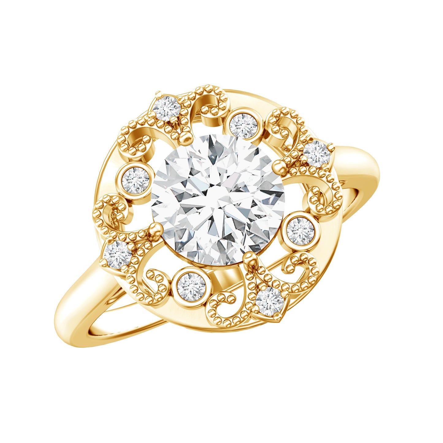 Certified Lab Grown Diamond Beaded Engagement Ring for Women