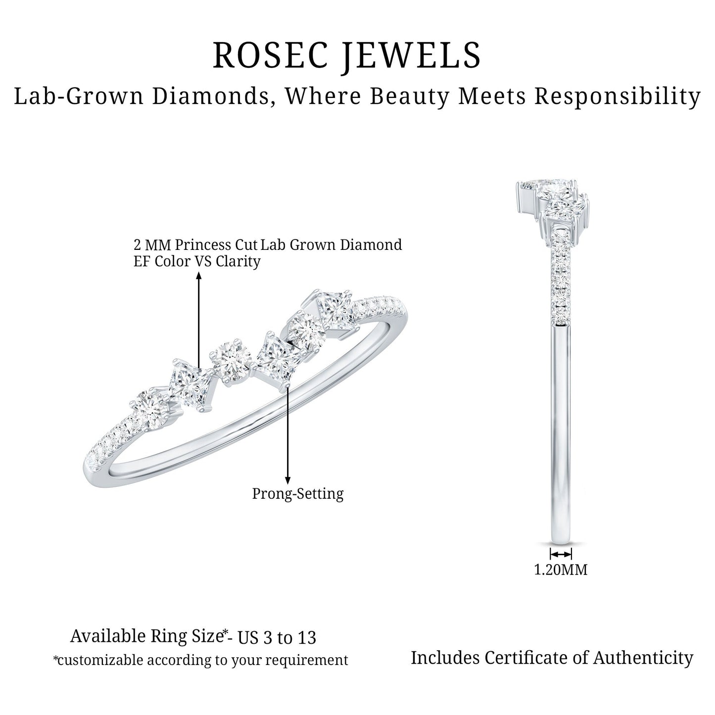 Minimalist Lab Grown Diamond Half Eternity Ring