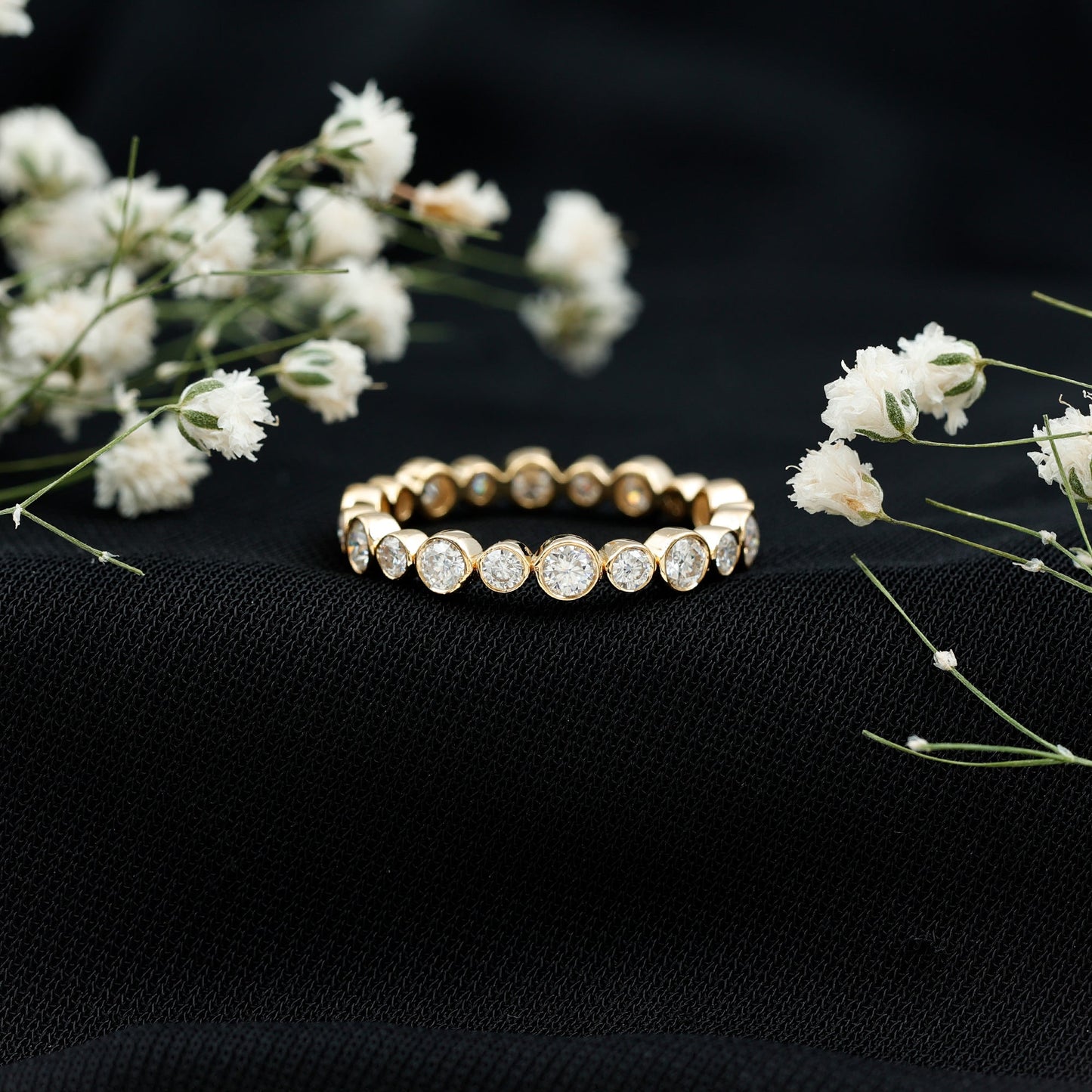 Round Cut Lab Grown Diamond Bezel Set Eternity Band
