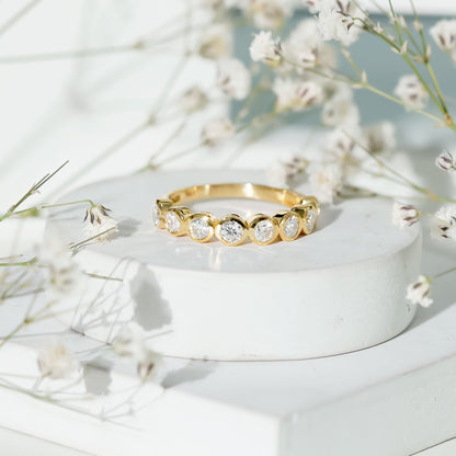 Bezel Set Lab Grown Diamond Semi Eternity Ring for Women