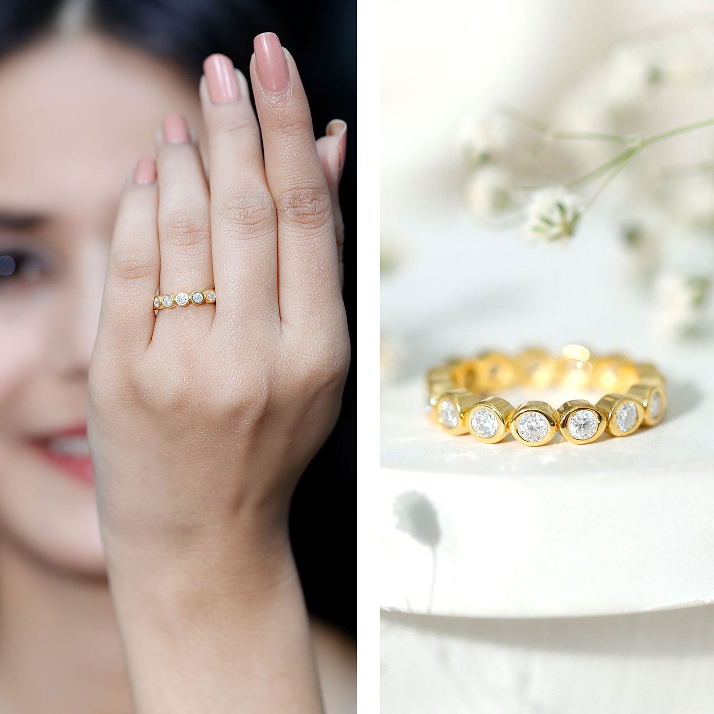Bezel Set Lab Grown Diamond Eternity Band Ring