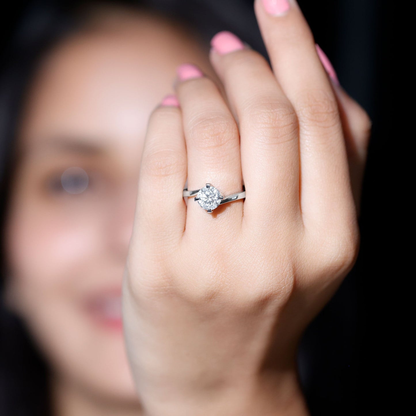 1.2 Carat Lab Grown Diamond Engagement Ring With Diagonal 4 Prongs