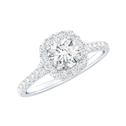 Lab Created Diamond Halo Engagement Ring With Certificate