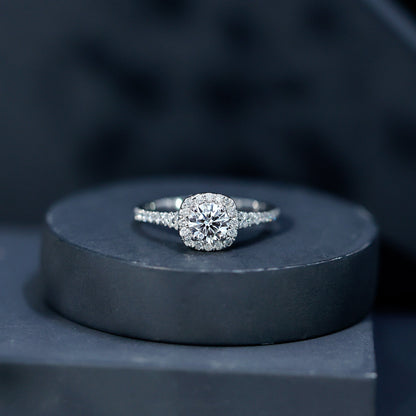 Lab Created Diamond Halo Engagement Ring With Certificate