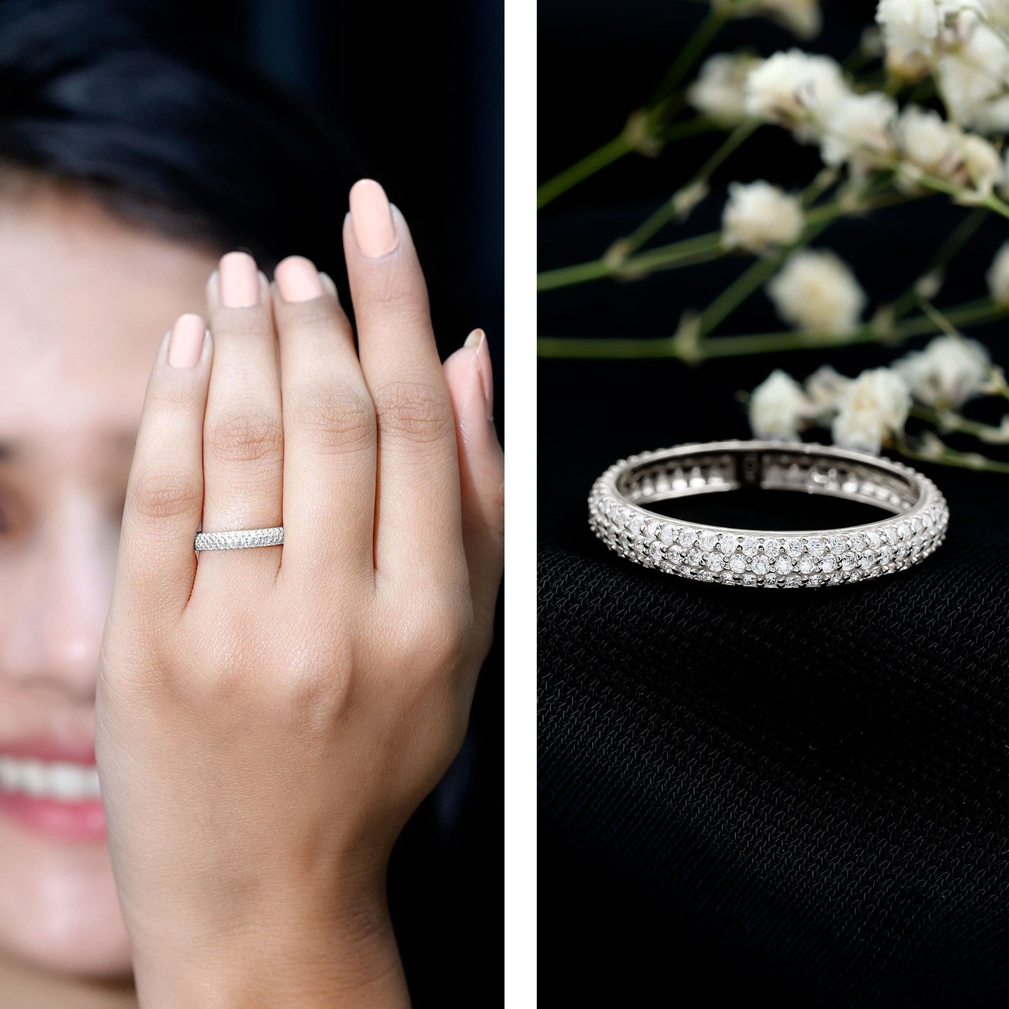 Round Cut Lab Grown Diamond Eternity Wedding Band