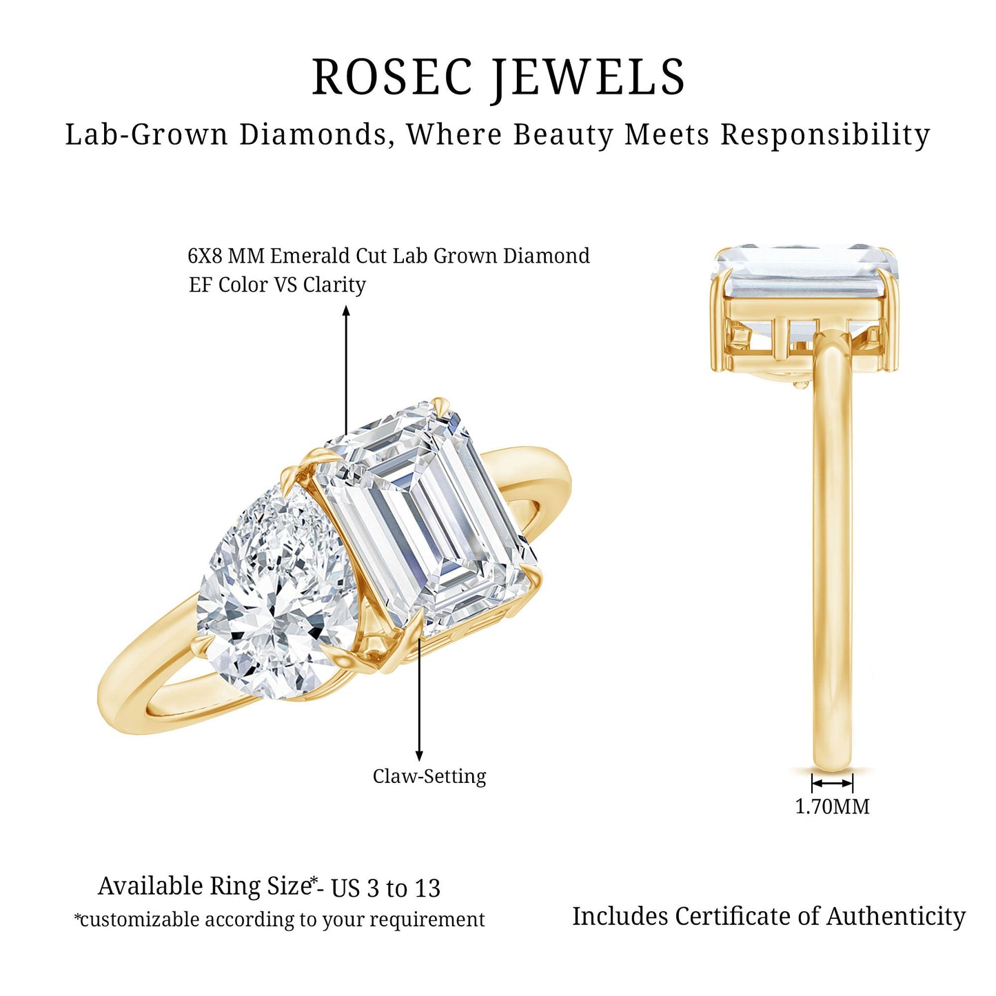 Lab Created Diamond Moi Et Toi Engagement Ring for Women