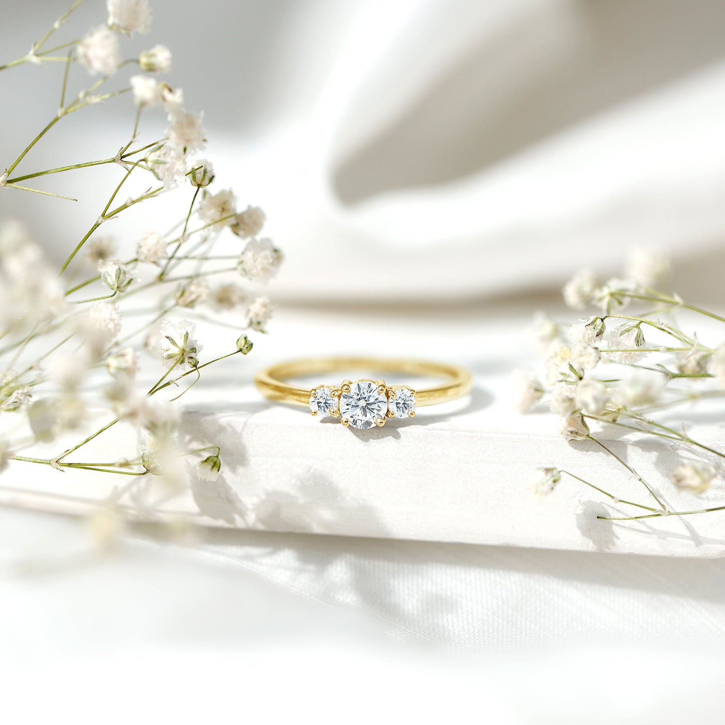 Certified Lab Grown Diamond Three Stone Engagement Ring for Her