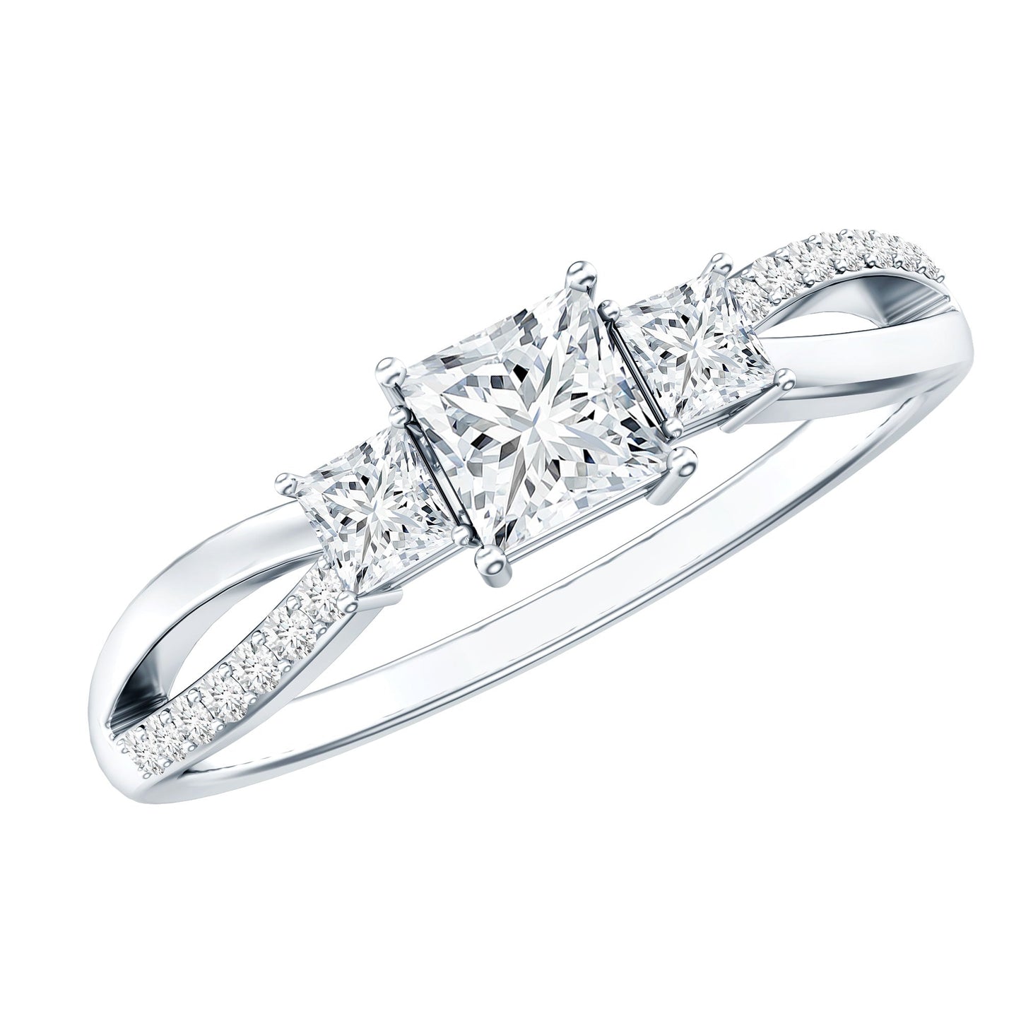 Lab Grown Diamond Three Stone Promise Ring With Split Shank