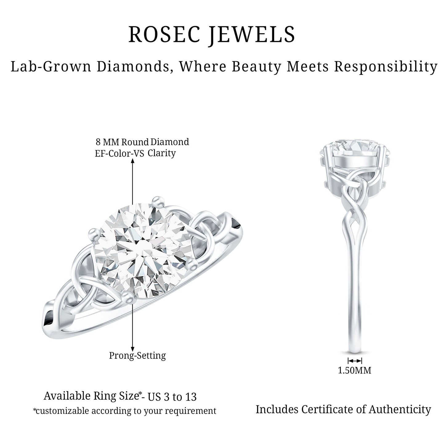 Lab Created 2 Carat Diamond Celtic Knot Engagement Ring