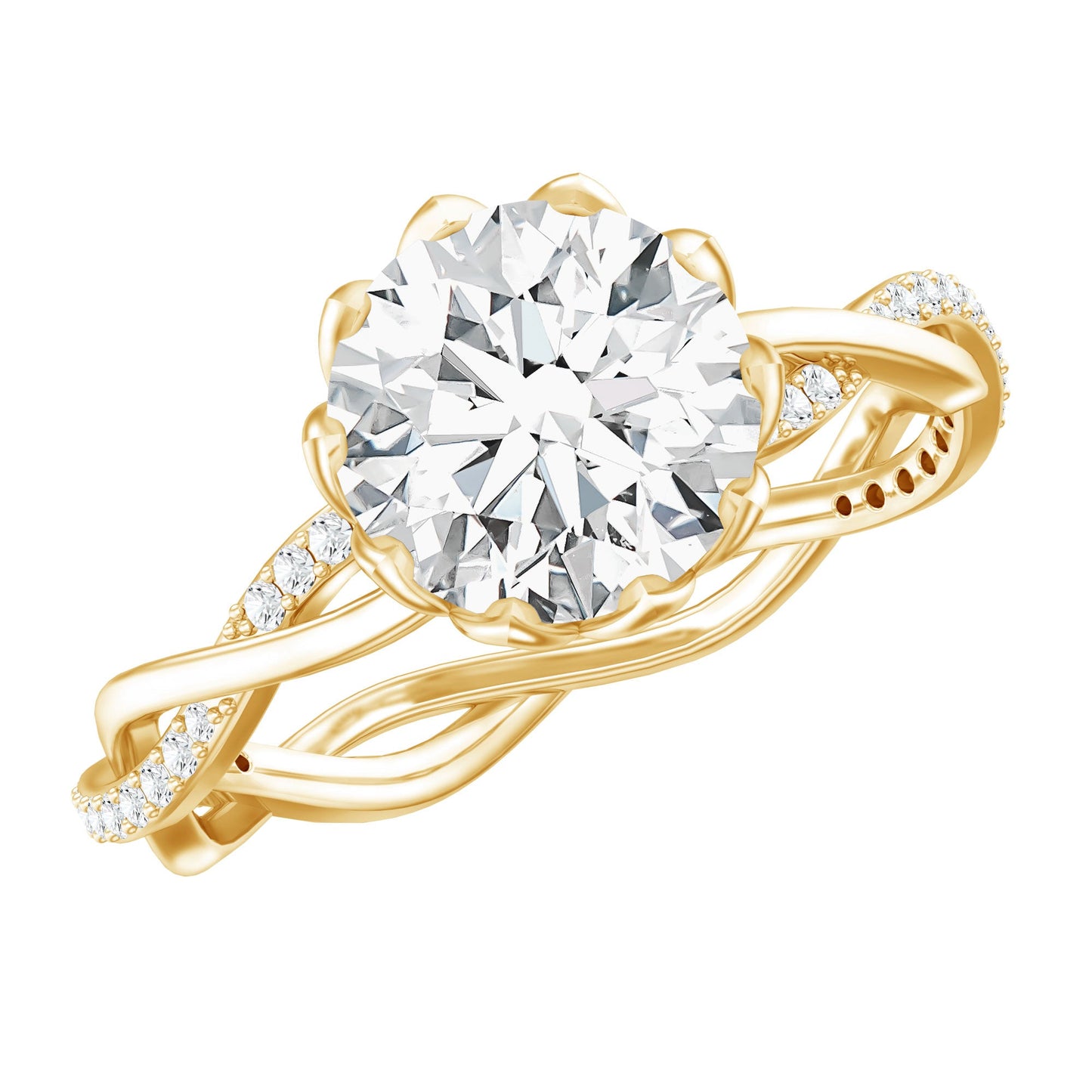 Round Cut Lab Grown Diamond Unique Engagement Ring