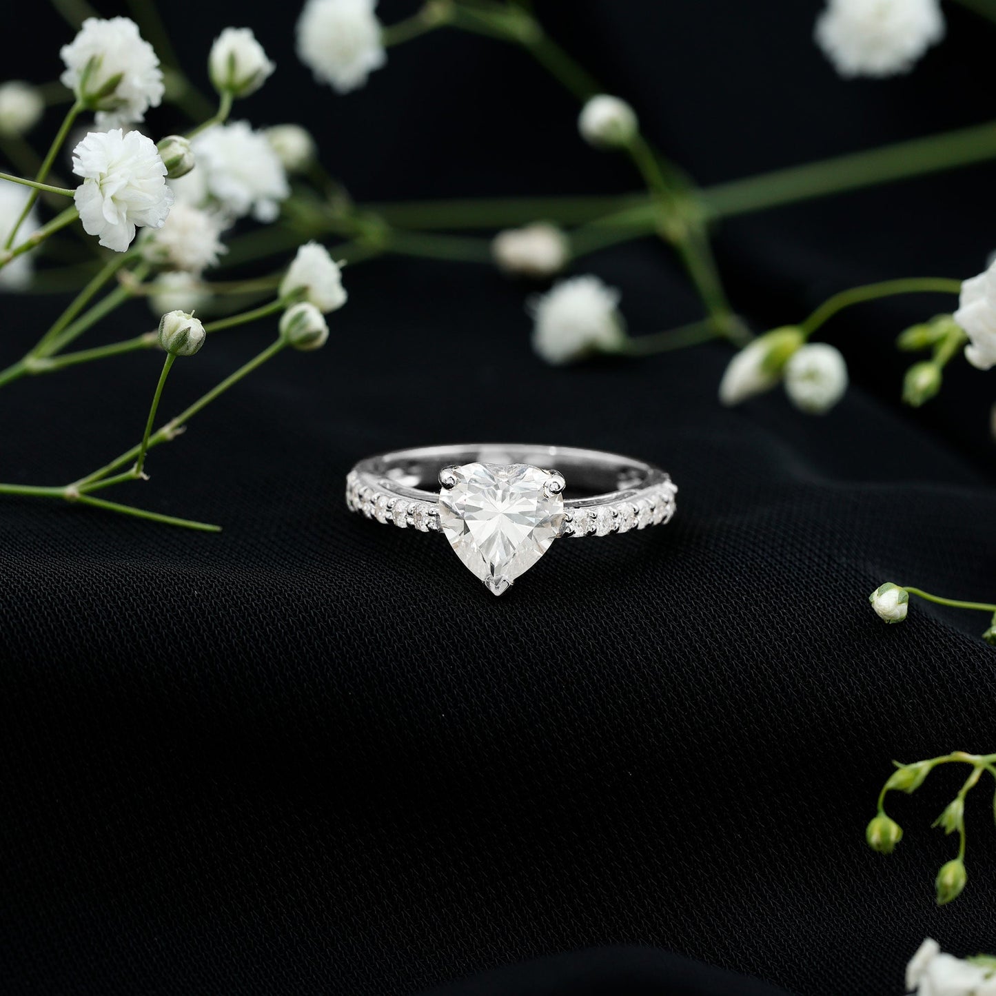 2 Carat Lab Grown Diamond Heart Engagement Ring For Women