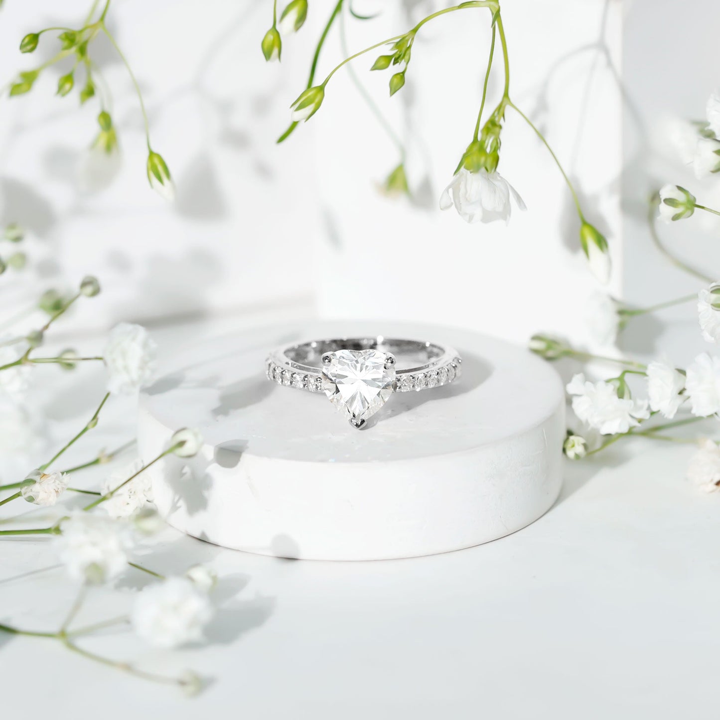 2 Carat Lab Grown Diamond Heart Engagement Ring For Women