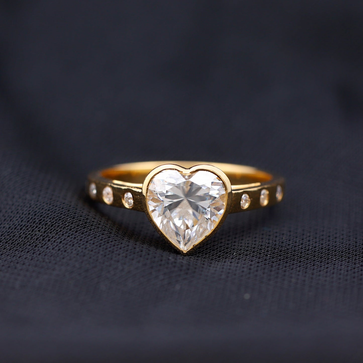 Bezel Set Brilliant Cut Lab Created Diamond Heart Engagement Ring For Women