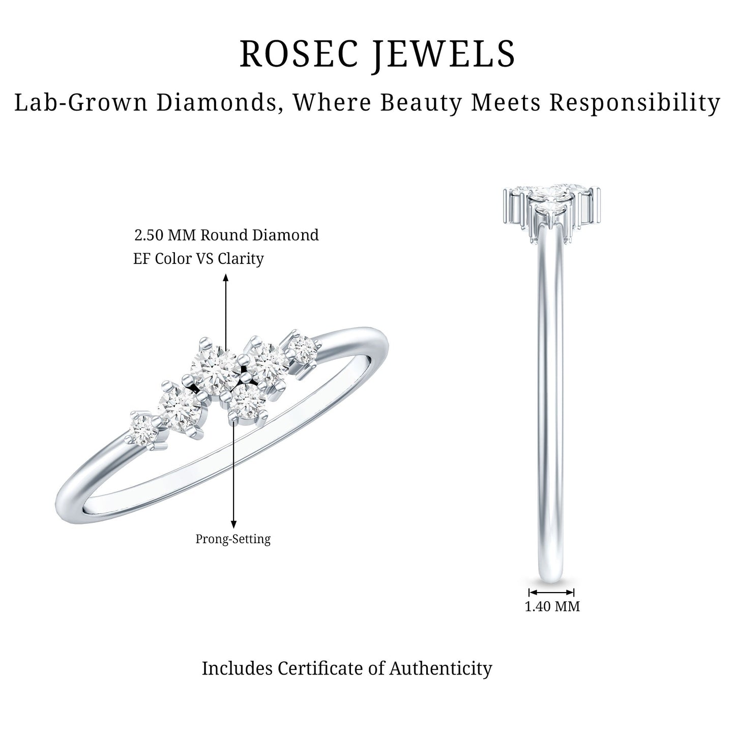 Certified Lab Created Diamond Wedding Anniversary Ring